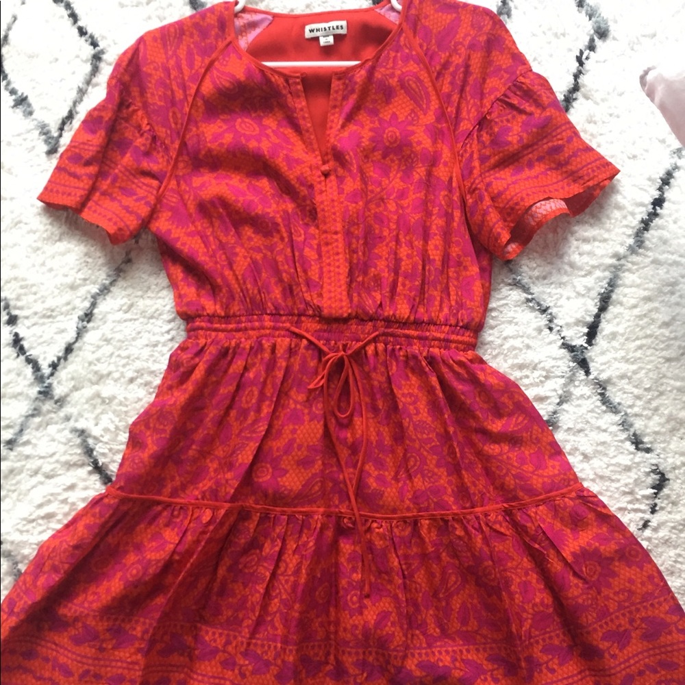 WHISTLES Henna Print Flippy Dress